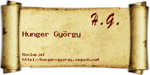 Hunger György névjegykártya