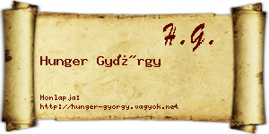 Hunger György névjegykártya